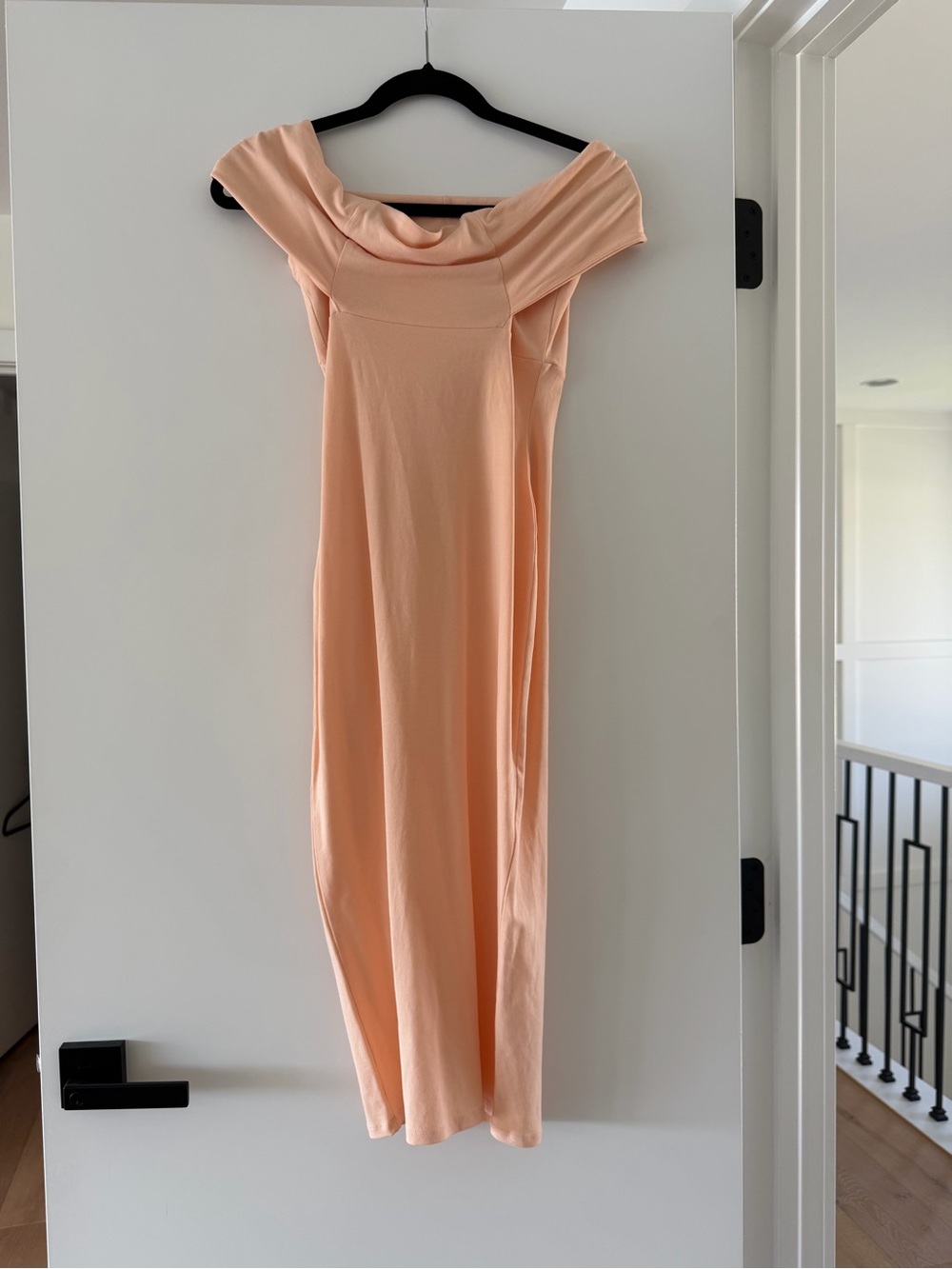 ASOS Peach Off-Shoulder Maxi Dress
